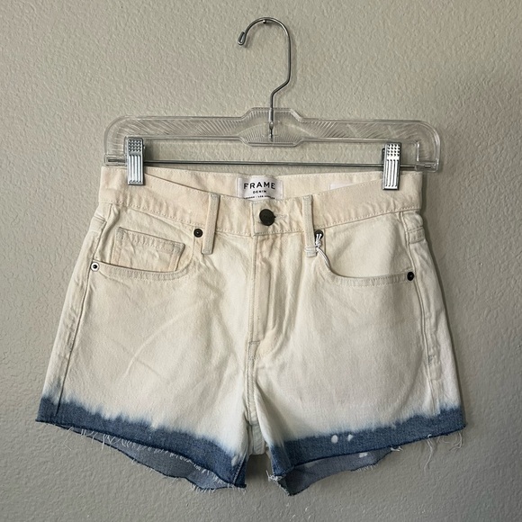 FRAME Two Tone White & Blue Le Bridgette High Waisted Short Women’s Size 25 NWT - Picture 1 of 16